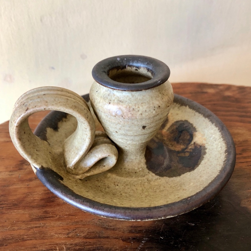 Hand thrown pottery candle holder